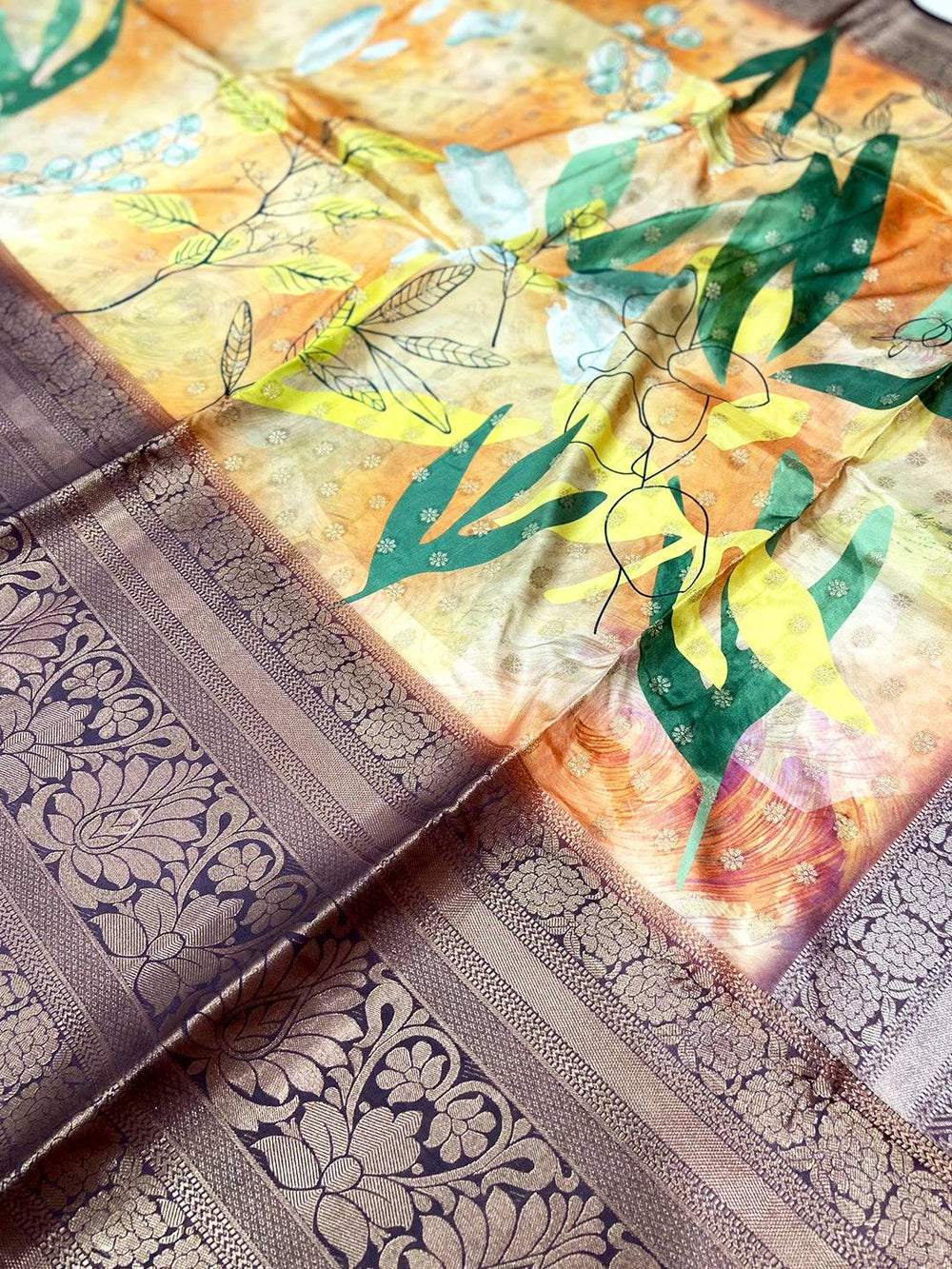 Exquisite Banarasi Floral Print Saree