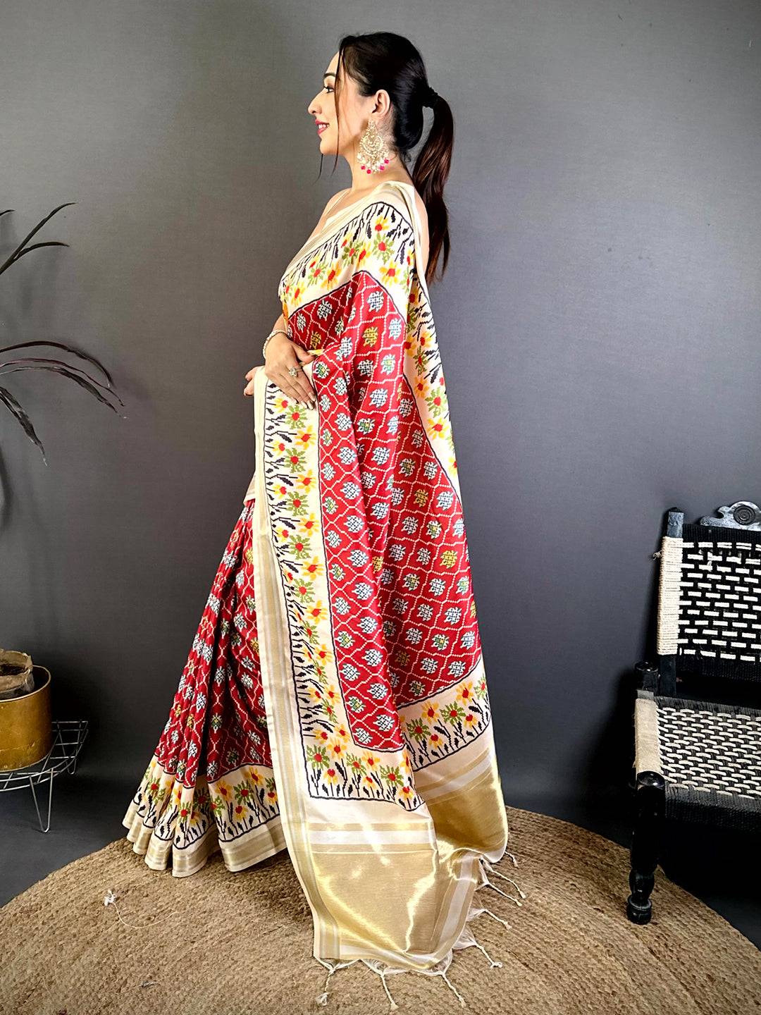 Opulent Digital Ikkat Kanchi Silk Saree