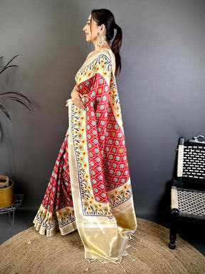 Opulent Digital Ikkat Kanchi Silk Saree