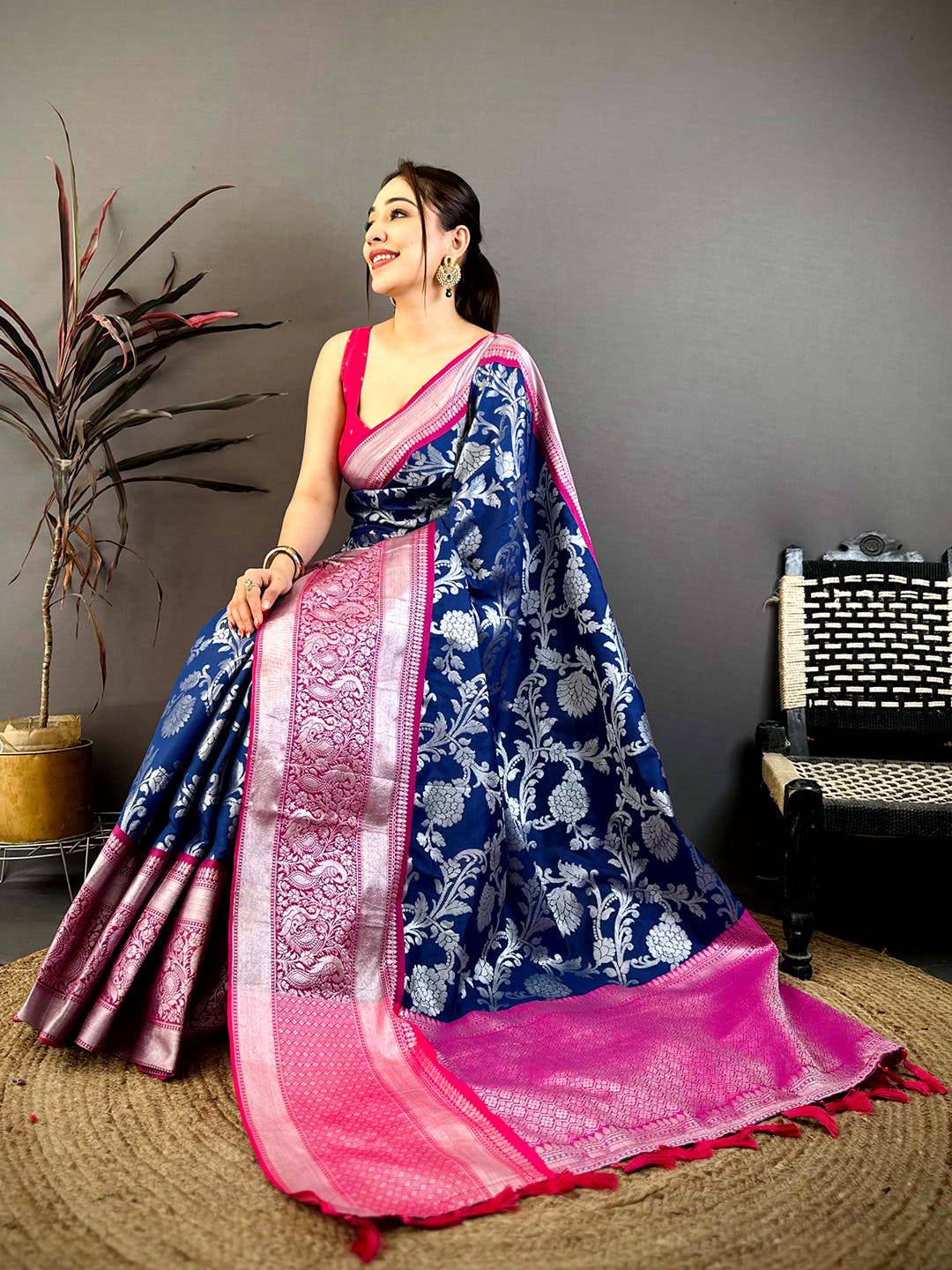 Royal Navy Banarasi Katan Silk Saree