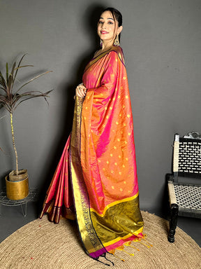 Heritage Self Gold Zari Chex Chitpallu Saree