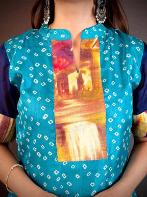 Soft Dola Silk Collar Neck Kurti