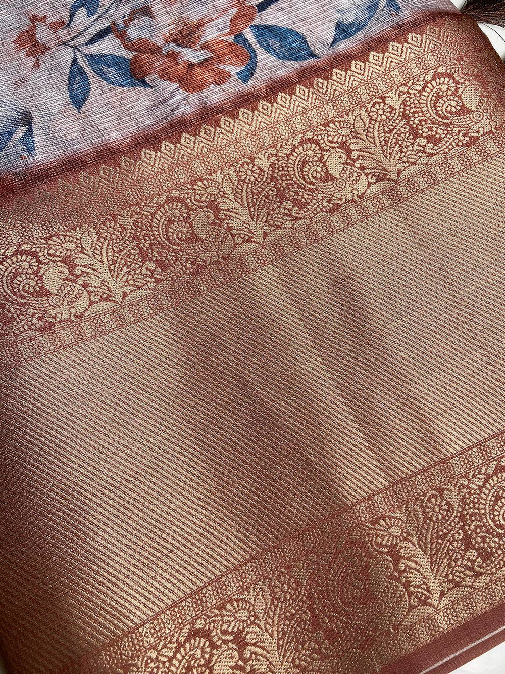 Gold zari border on Multi Kota Doriya saree
