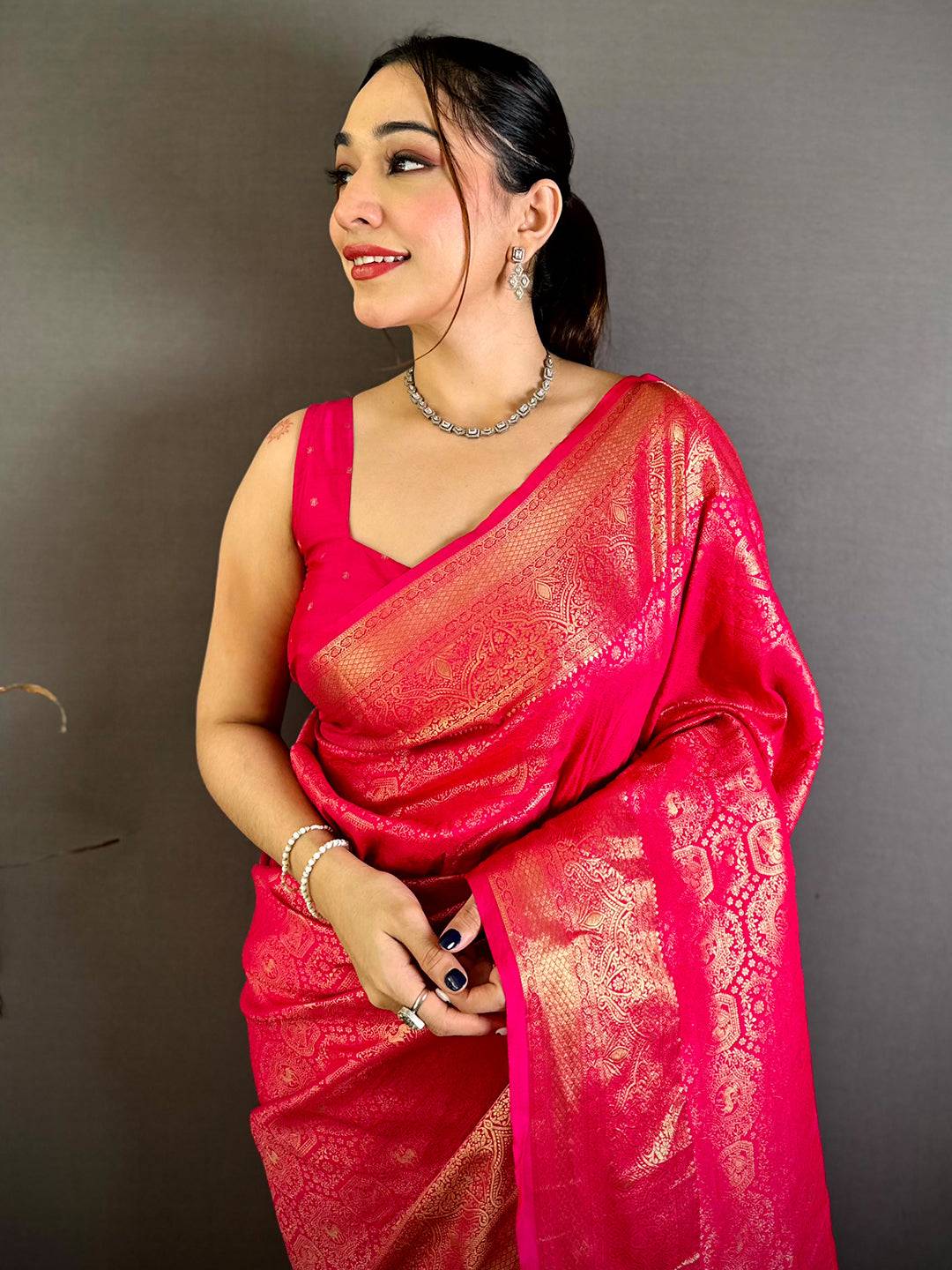 Classic Kanjivaram Self Gold Zari Weave Saree