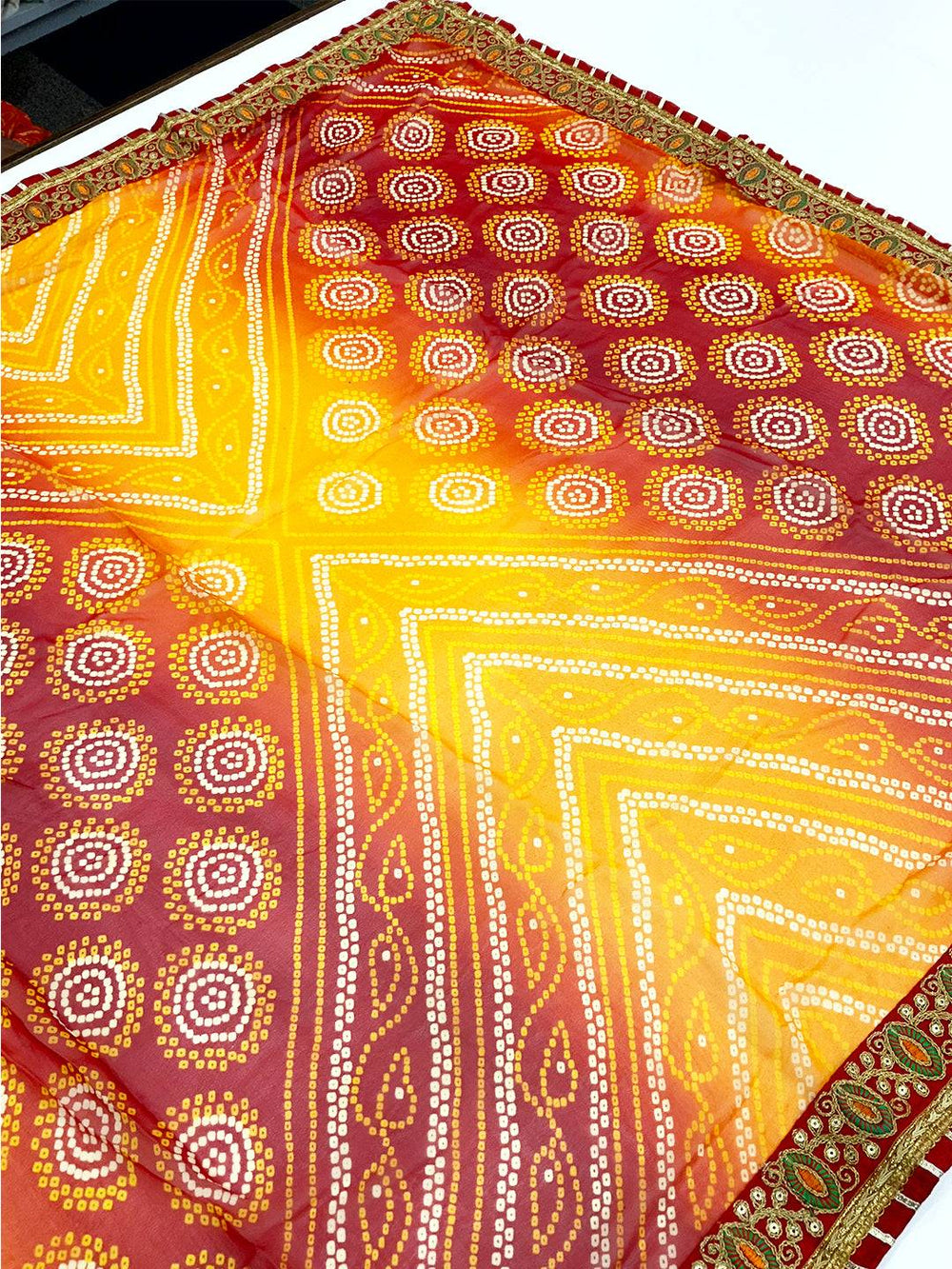 Regal Chiffon Foil Work Fancy Bandhej Saree