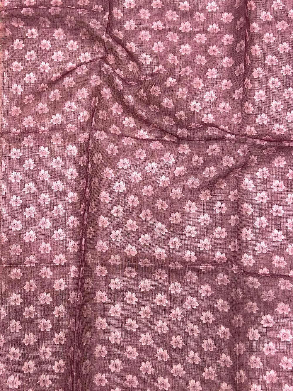 Light Brown Kota Doriya Floral Cut Work Saree