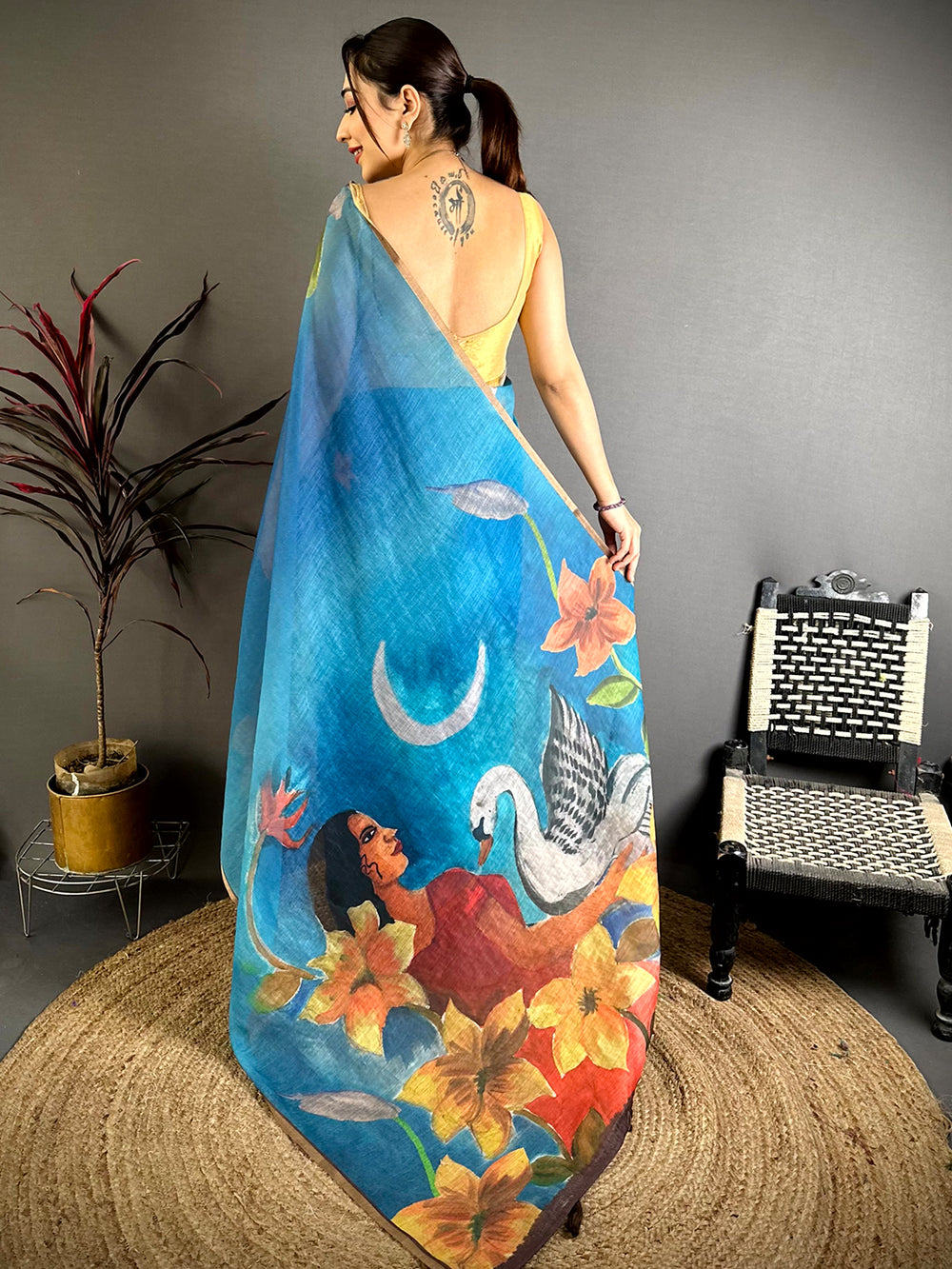 
Traditional Kalamkari Linen Chanderi Saree


