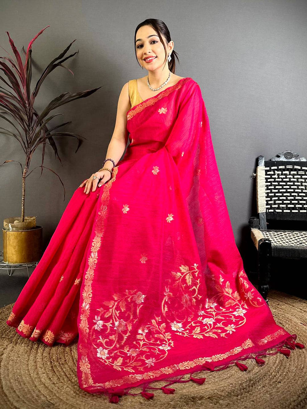 Rani Sona Chandi Muga Cotton Saree