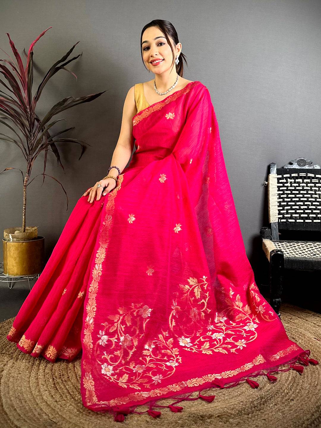 Rani Sona Chandi Muga Cotton Saree