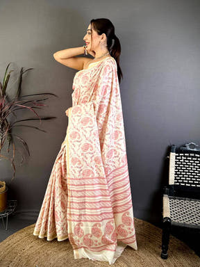 Classic Bagru Print Soft Tussar Saree