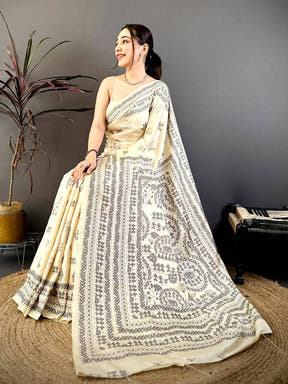 Classic Soft Ghicha Tussar Warli Print Saree