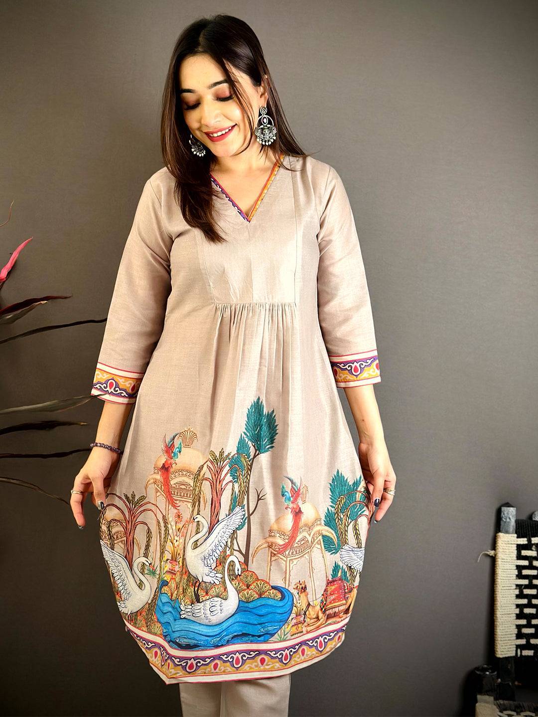 Artistic Miniature Print Mul Cotton Kurti