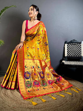 Yellow Patola Motif Soft Silk Saree


