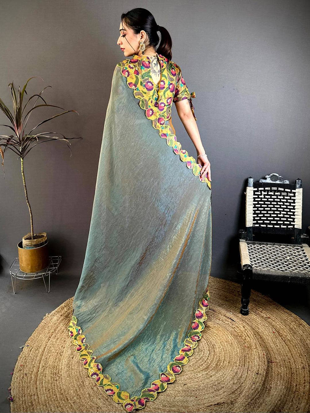 Exclusive Printed Silk Cutwork Border Saree