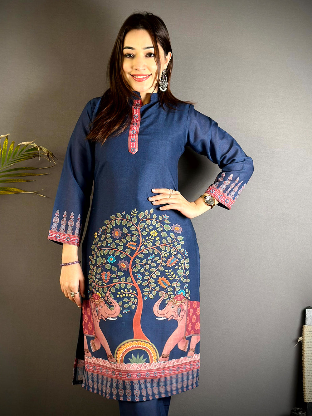 Kalamkari Collar Neck Mull Kurti