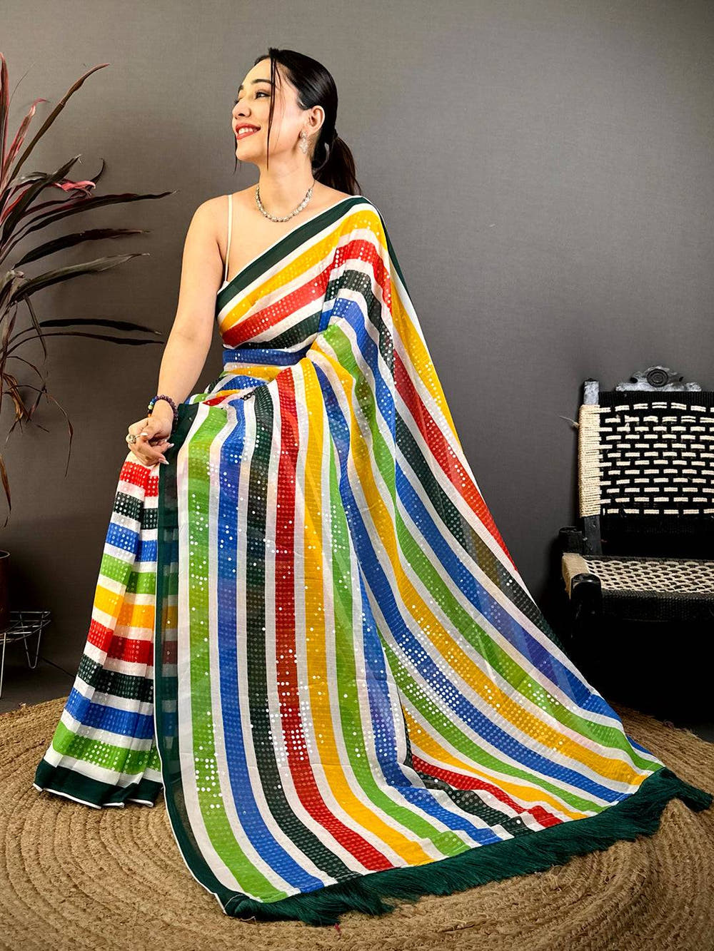 Royal Glitter Sequin Soft Georgette Saree