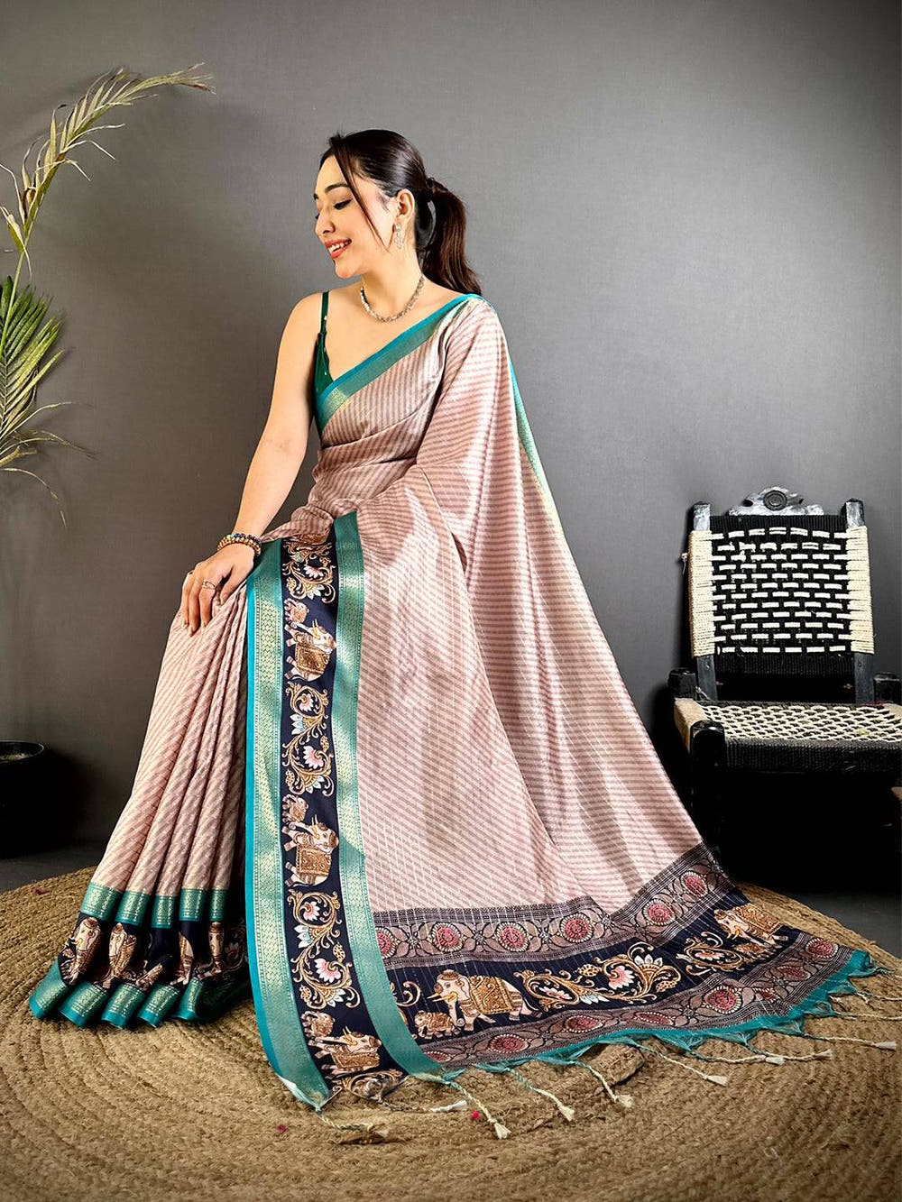Classic Gadwal Weave Self Zari Saree