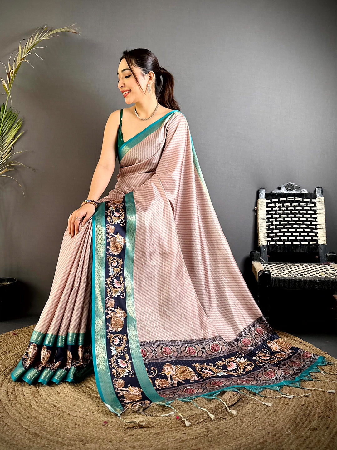 Classic Gadwal Weave Self Zari Saree