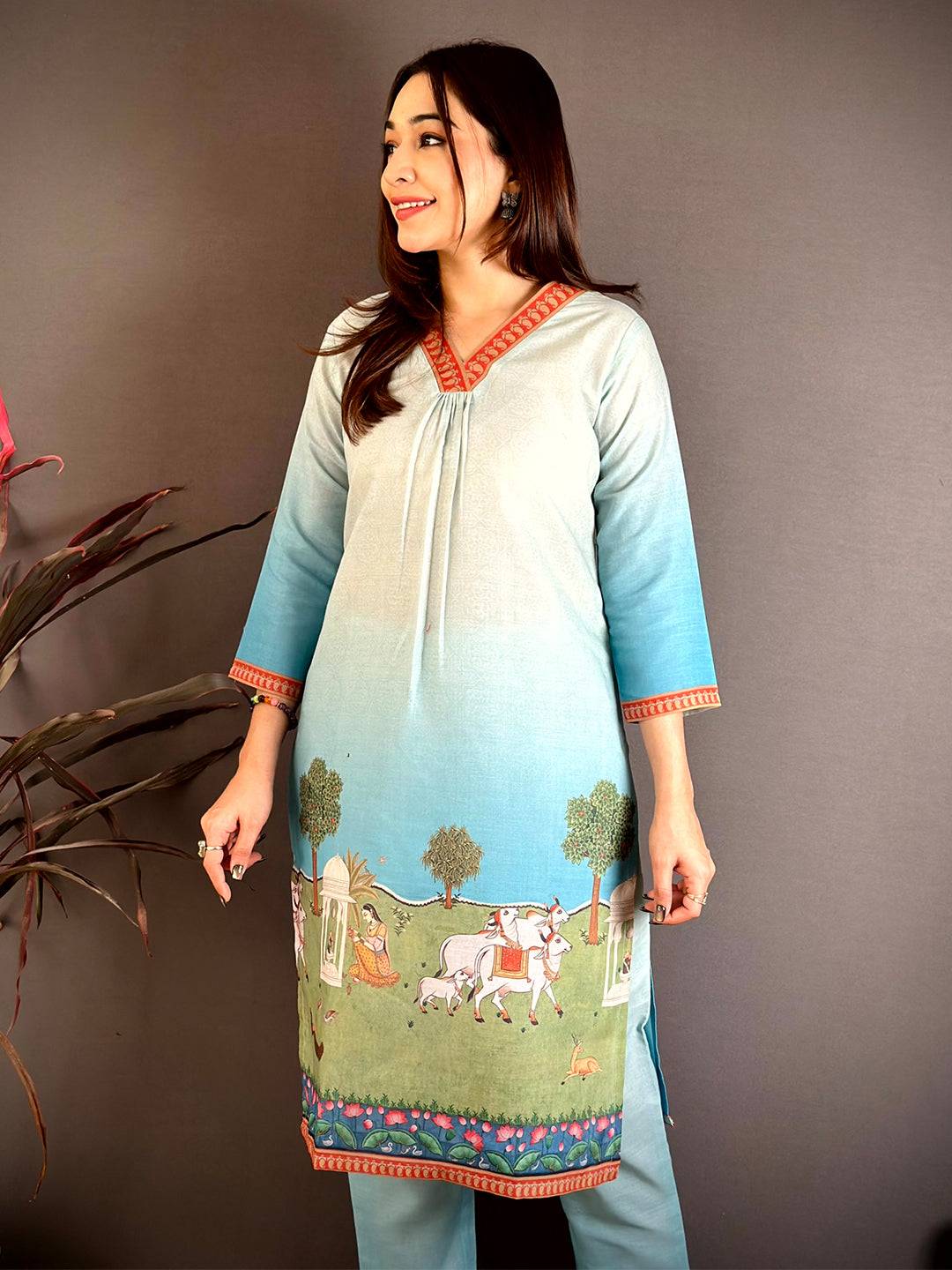 Heritage Pichwai Straight Kurti