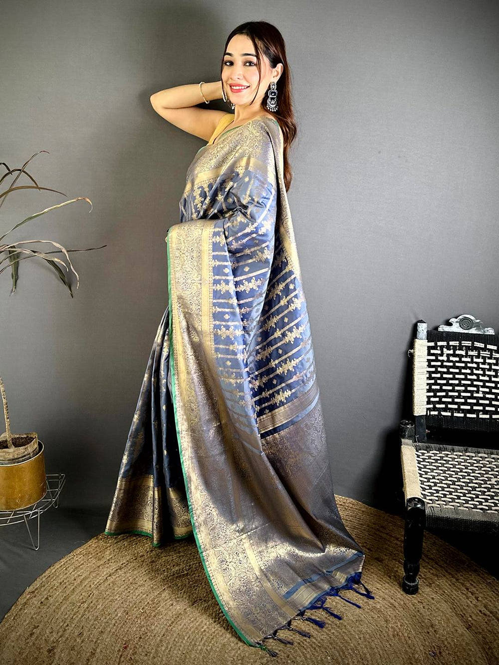 Elegant Banarasi Katan Big Zari Border Saree