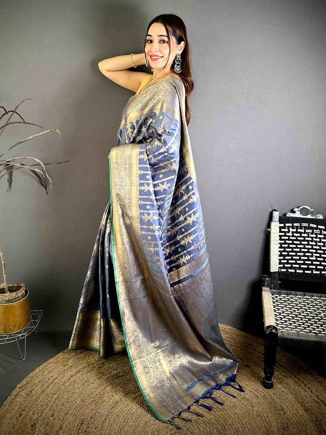 Elegant Banarasi Katan Big Zari Border Saree