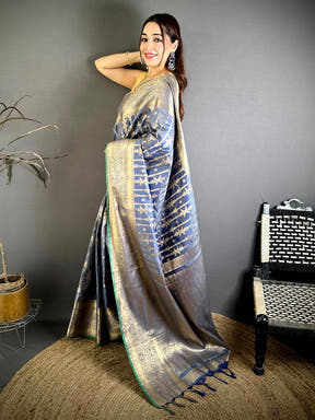 Elegant Banarasi Katan Big Zari Border Saree