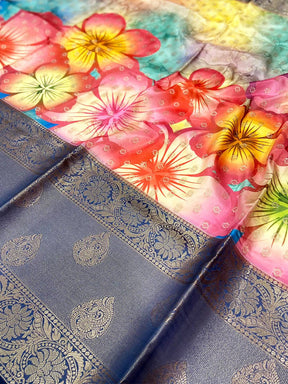 Elegant Floral Fantasy Banarasi Silk Saree