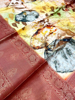 Opulent Floral Fantasy Banarasi Silk Saree