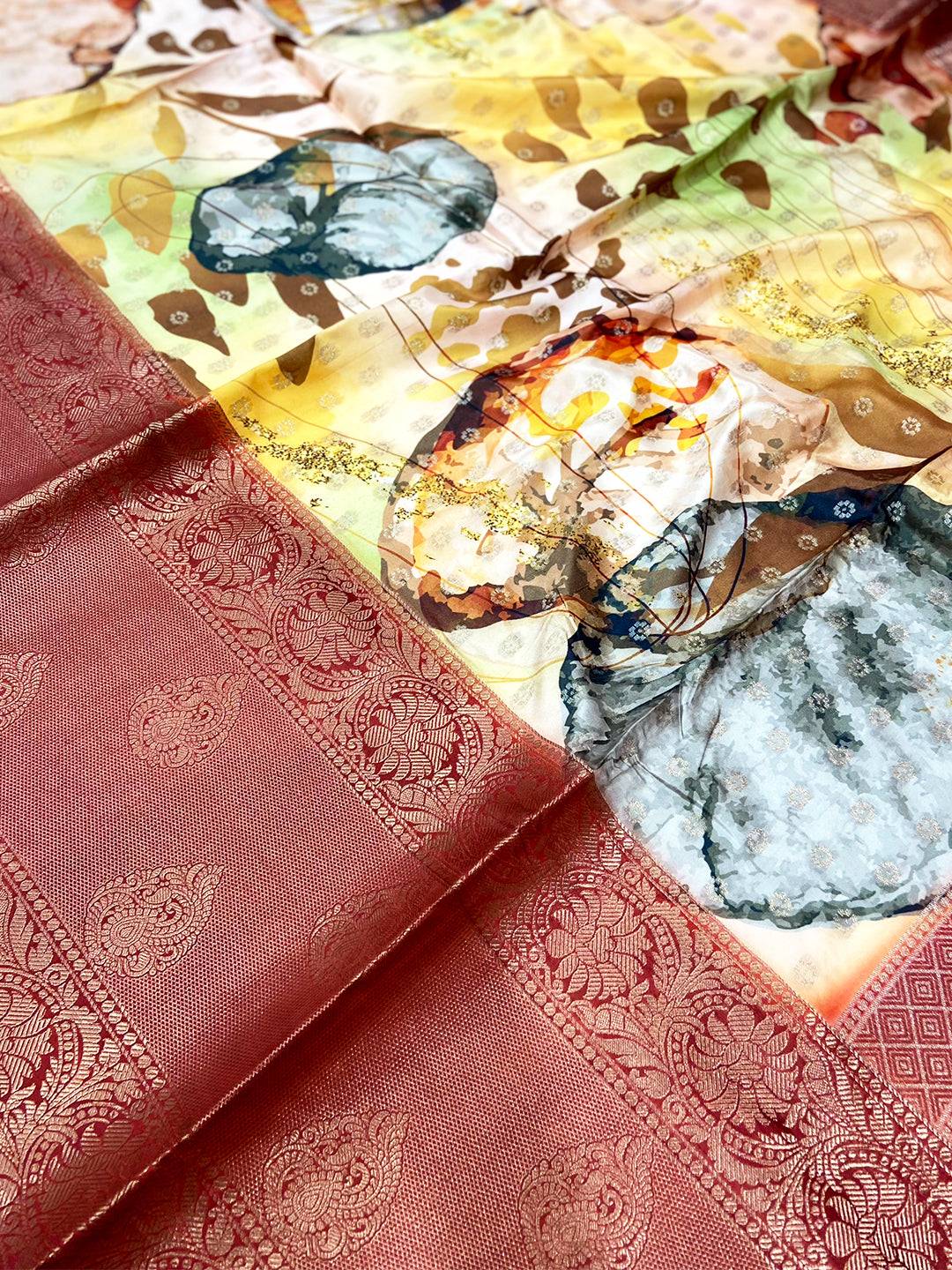 Opulent Floral Fantasy Banarasi Silk Saree