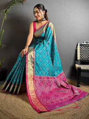 Vibrant Pochampally Patola Silk Saree

