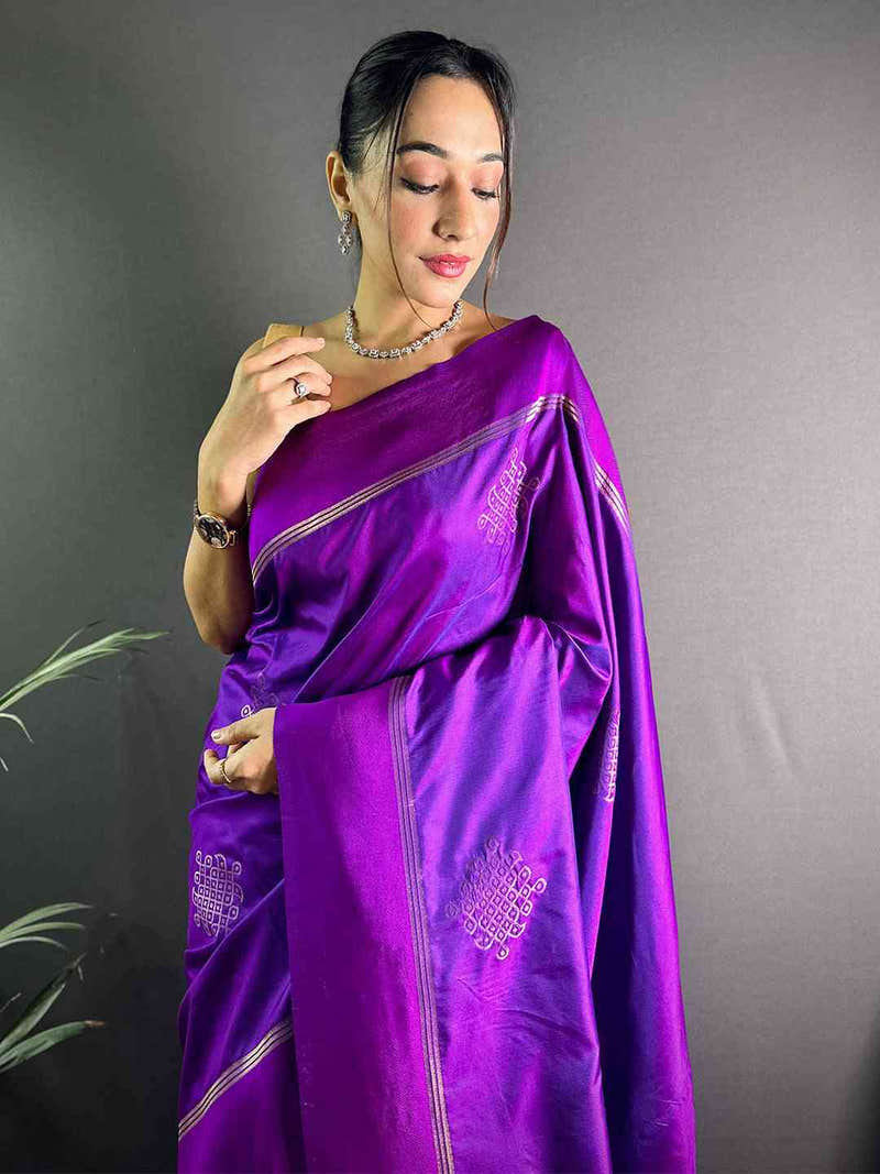 Wine Kolam Silk Heritage Saree