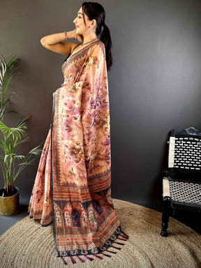 Purple Tussar Blossom Saree