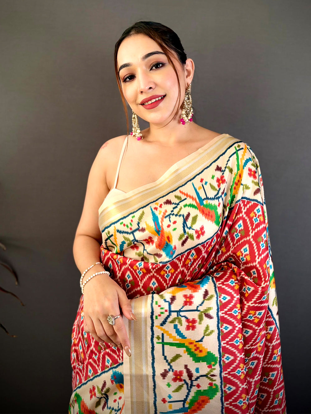 Red Patola Digital Kanchi Silk Saree