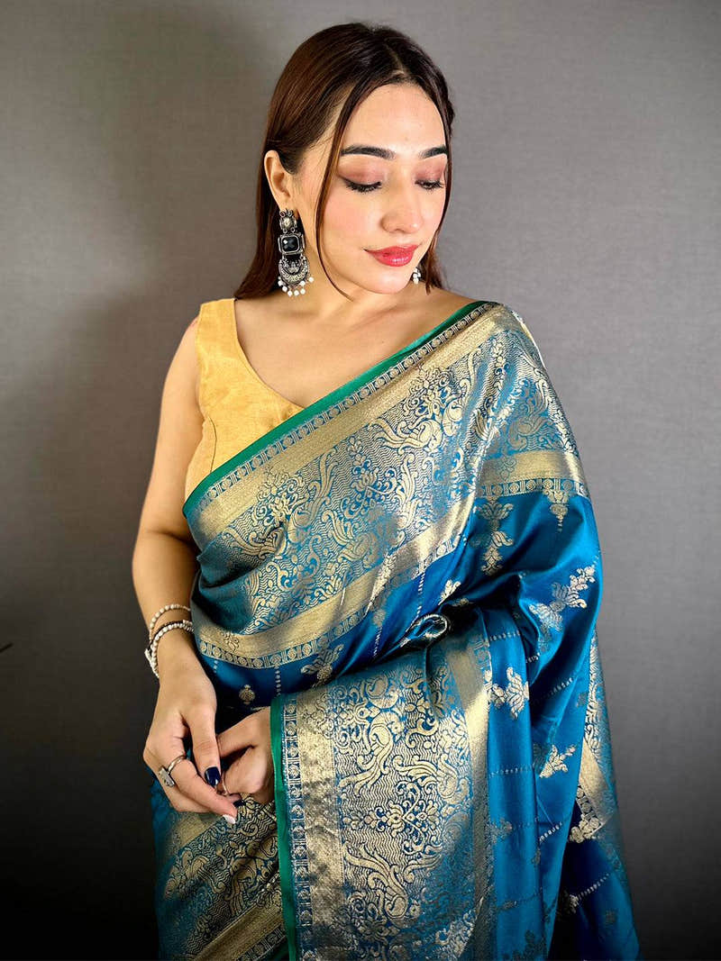 Regal Banarasi Katan Big Zari Border Saree