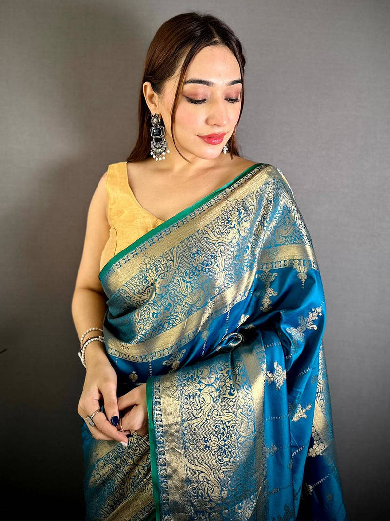 Regal Banarasi Katan Big Zari Border Saree