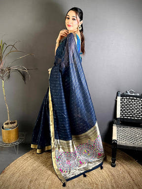 Classic Madhubani Jacquard Rich Pallu Saree