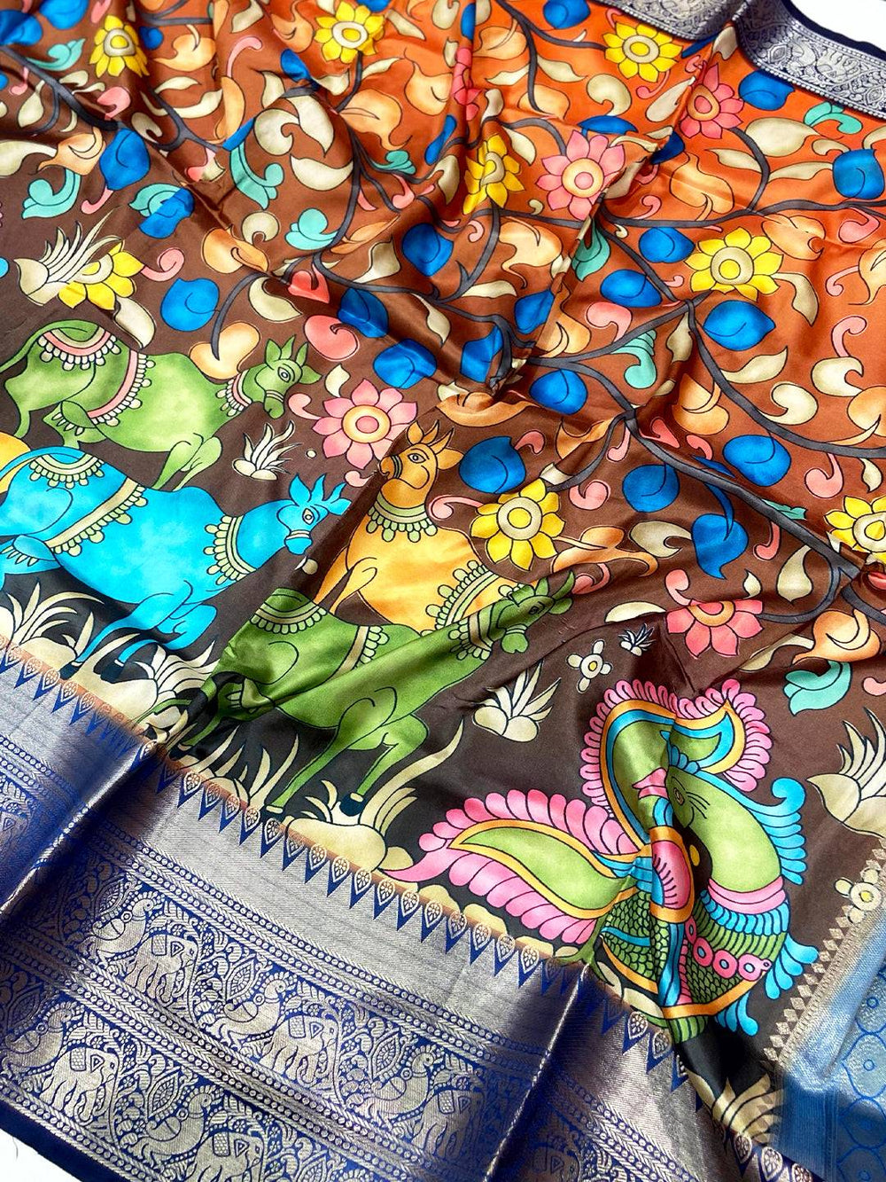 Majestic Multi Banarasi Silk Kalamkari Saree


