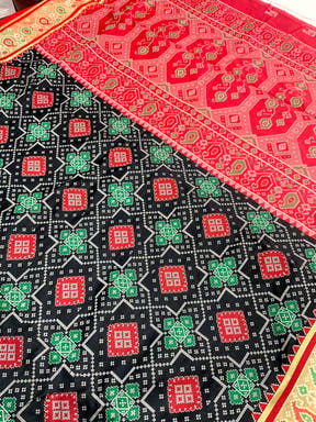 Black Soft Silk Saree With Patola Weaving
