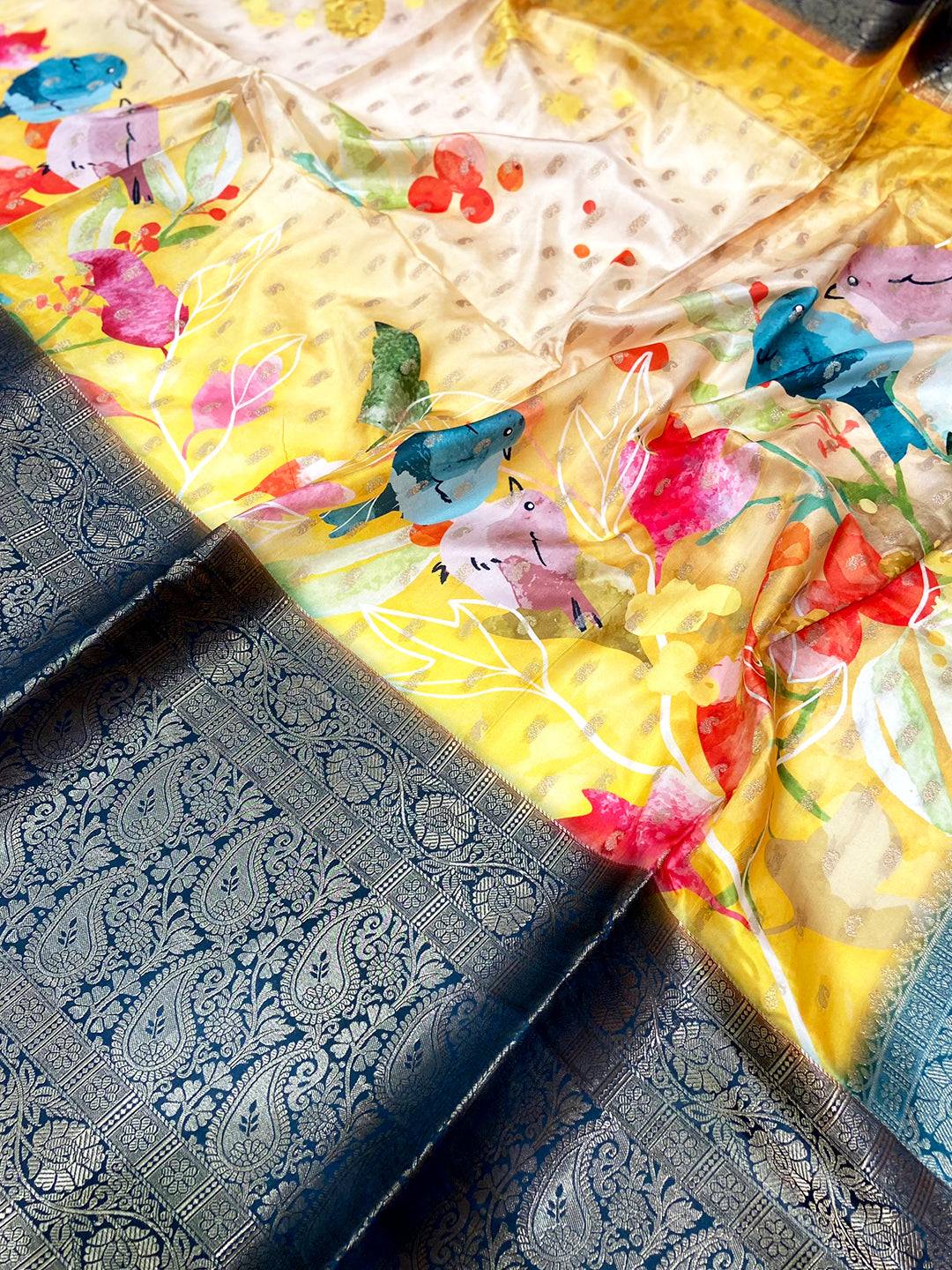 Opulent Banarasi Silk Floral Print Saree