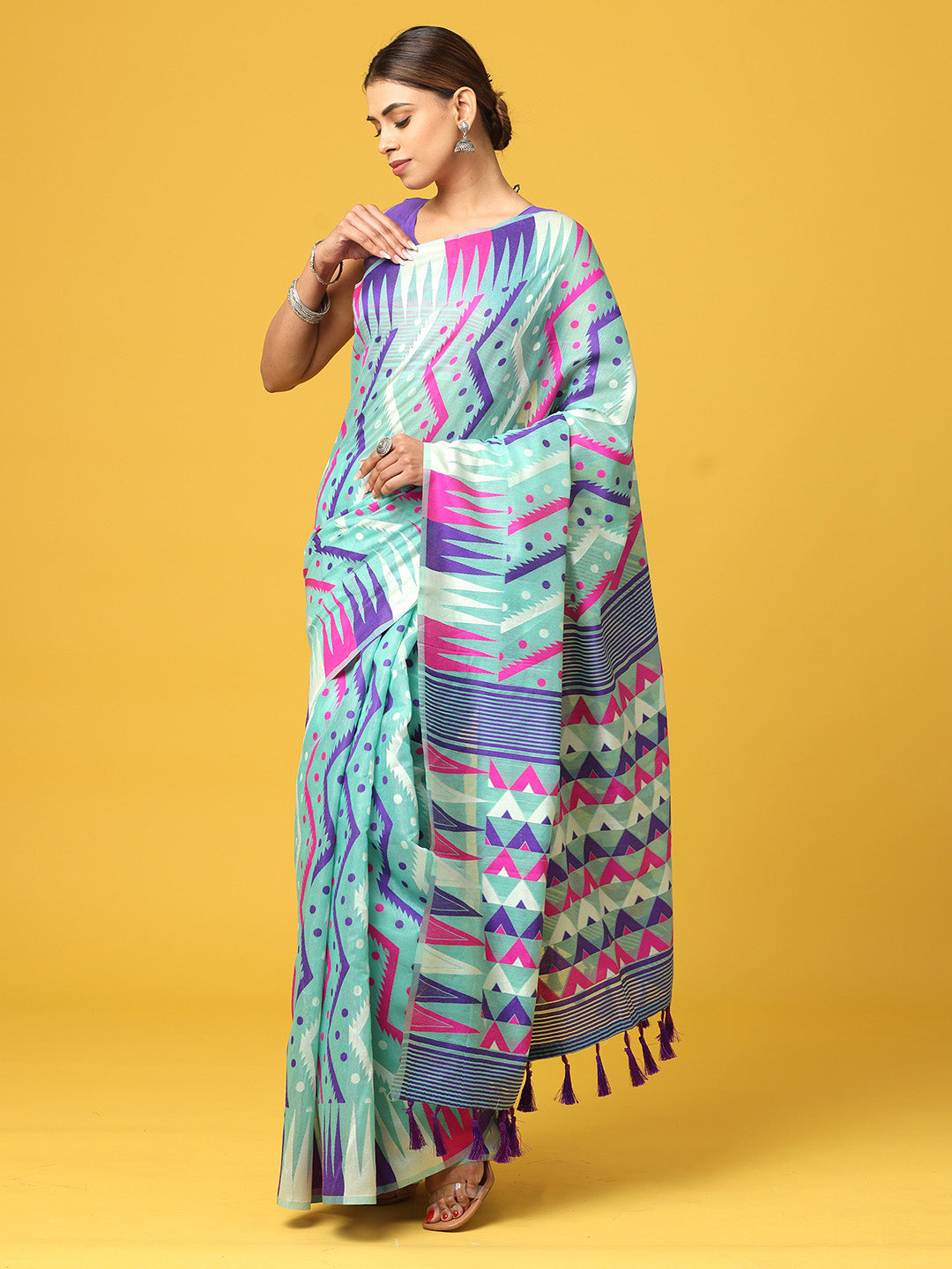Stylish Dhakai Jamdani Cotton Silk Saree