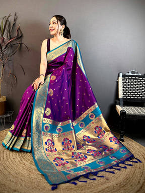 Elegant Minakari Gold Zari Silk Saree