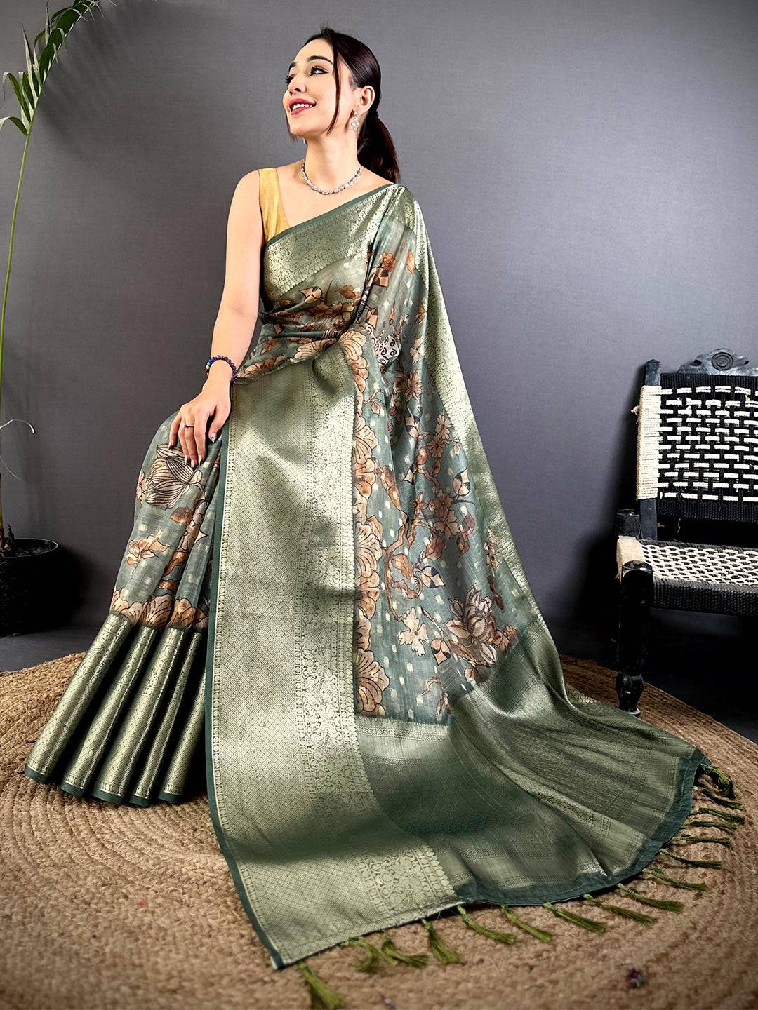 Royal Kota Doriya Kalamkari Printed Saree