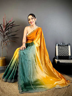 Soft Silk Ombre Zarkhond Stone Work Saree