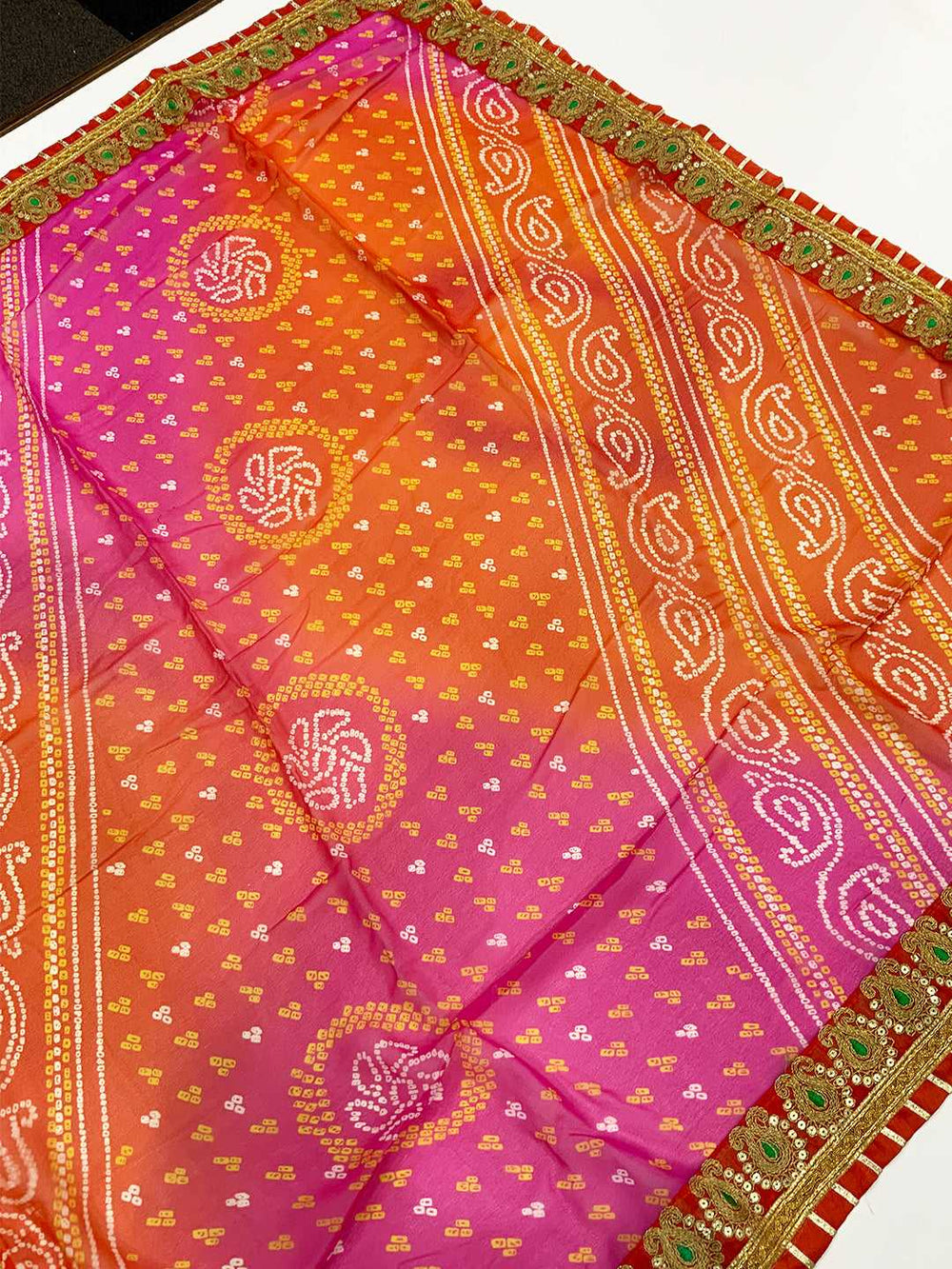 Ethereal Chinnon Chiffon Foil Bandhej Saree