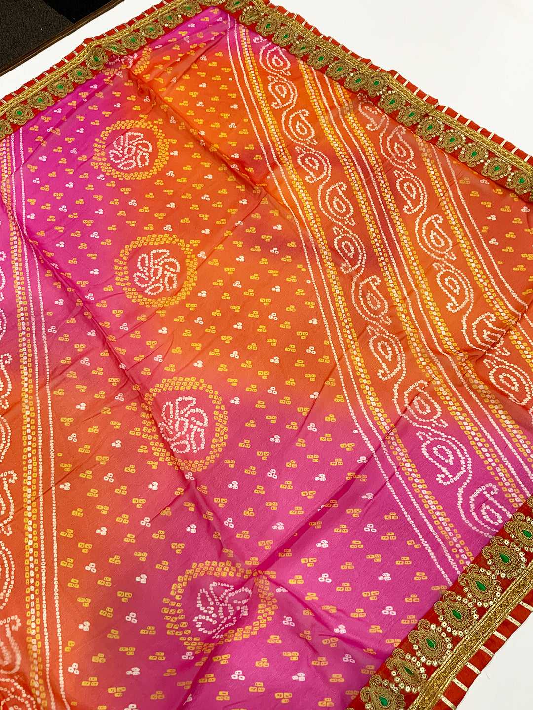 Ethereal Chinnon Chiffon Foil Bandhej Saree