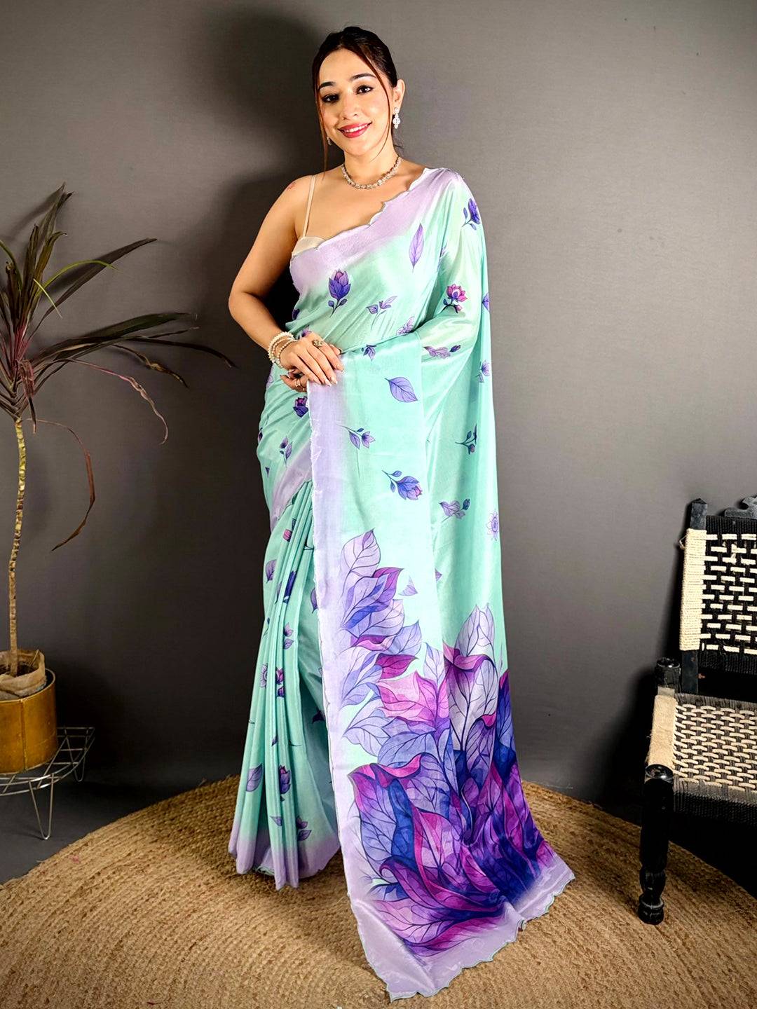 Regal Chinnon Embroidered Border Saree