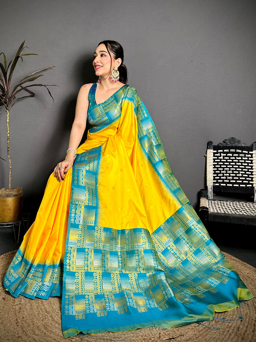 Yellow Soft Silk Kanjivaram Saree