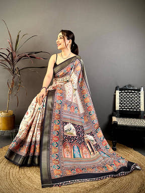 Stylish Pashmina Print Tussar Ghichaa Saree