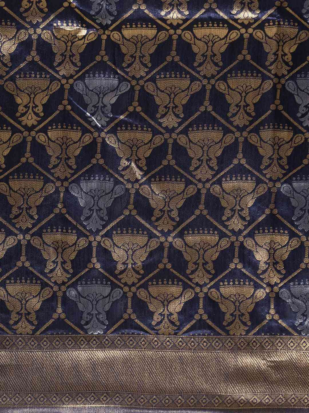  Beautiful Banarasi Navy Colour Woven Design Saree