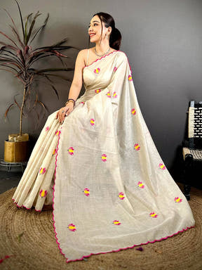 Stylish Mul Cotton Floral Weaving Saree